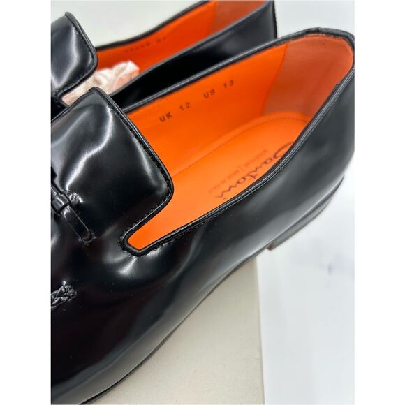 Men\'s Santoni, black leather tassel loafers size 13 US made in Italy main image 5
